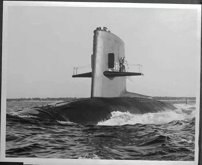 Framed Print : Power Experts Standing on Submarine