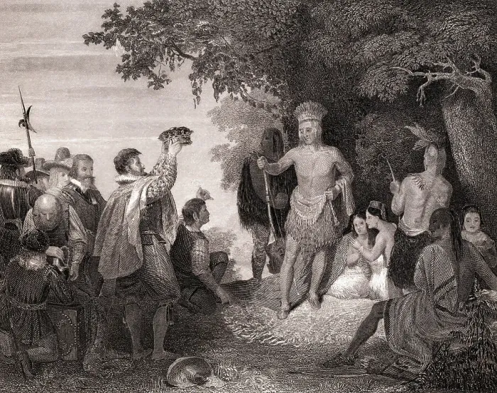 Framed Print : Powhatan Being Crowned as Leader Framed Print : Powhatan Being Crowned as Leader