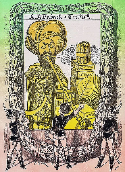 Praise the Turkish tobacco and pipe smoking arts, poster for water pipe and cigars
