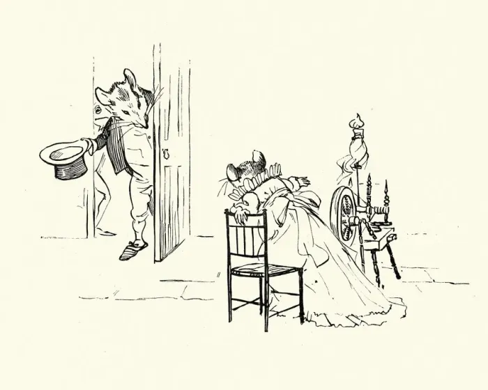 Framed Print : Pray, Miss Mousey, are you within, Frog He Would A-Wooing Go, Nursery rhyme Framed Print : Pray, Miss Mousey, are you within, Frog He Would A-Wooing Go, Nursery rhyme