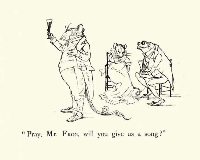 Framed Print : Pray, Mr Frog will you give us a song, Nursery rhyme, Frog He Would A-Wooing Go Framed Print : Pray, Mr Frog will you give us a song, Nursery rhyme, Frog He Would A-Wooing Go