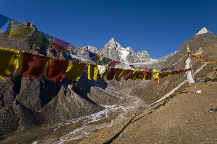 Framed Print : Prayer flags on dusty mountainside Framed Print : Prayer flags on dusty mountainside