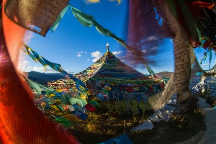 Framed Print : Prayer flags in Shangri-La Framed Print : Prayer flags in Shangri-La