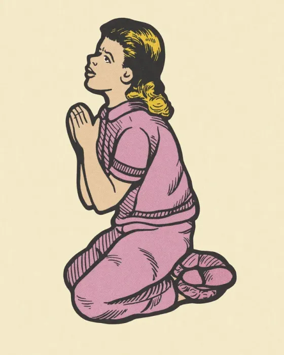 Framed Print : Praying Girl Kneeling Framed Print : Praying Girl Kneeling