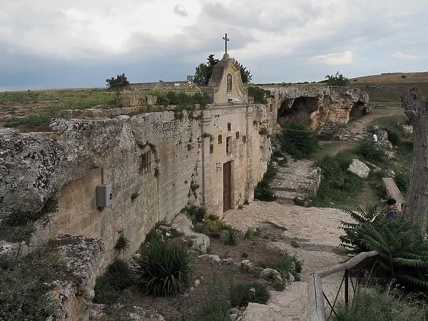 Prehistoric Rock Church In Gravina di Matera (Matera Canyon), Basilicata, Southern Italy