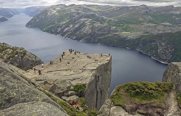 Preikestolen, Pulpit Rock at Lysefjord, Rogaland province, Vestland or Western Norway, Norway