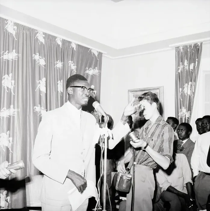 Framed Print : Premier Patrice Lumumba Addressing Press