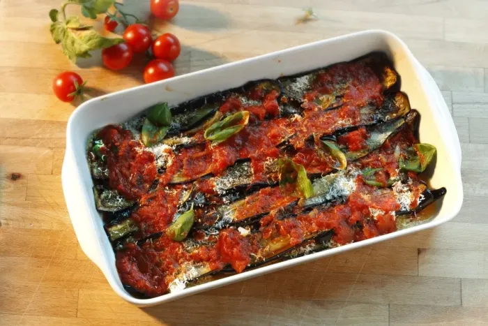 Framed Print : Prepared eggplant casserole