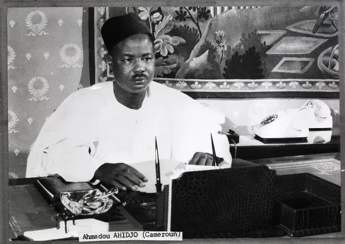 Framed Print : Pres. Ahmadou Ahidjo Seated @Desk Framed Print : Pres. Ahmadou Ahidjo Seated @Desk