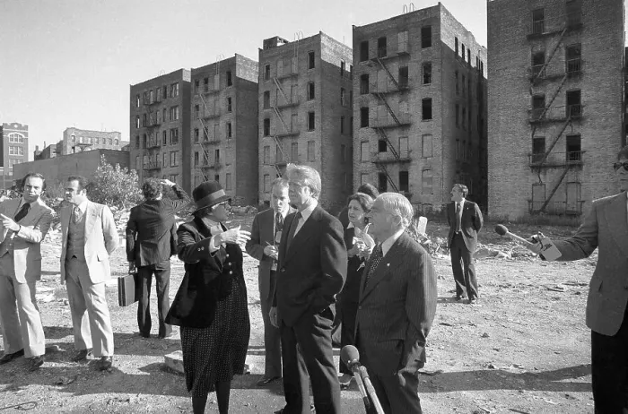 Framed Print : Pres Carter with Others at Burned Out Site Framed Print : Pres Carter with Others at Burned Out Site