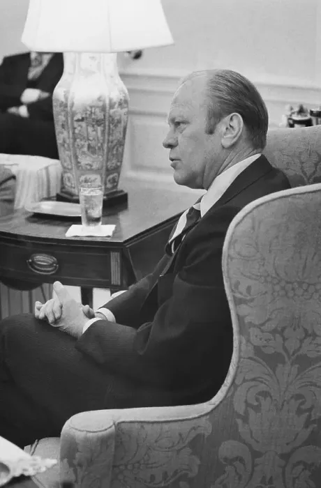 Framed Print : Pres. Ford Meets With Reporters Framed Print : Pres. Ford Meets With Reporters