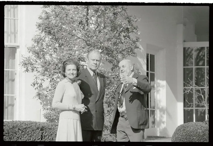 Framed Print : Pres. and Mrs. Ford with Ansel Adams