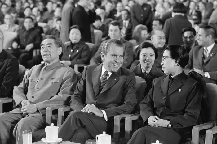 Framed Print : Pres. Nixon Chats With Mme Chiang Ch'Ing Framed Print : Pres. Nixon Chats With Mme Chiang Ch'Ing