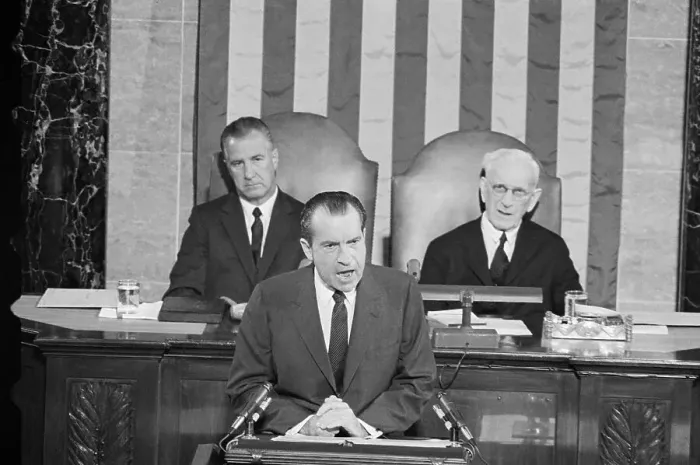 Framed Print : Pres. Nixon In First State Union Address