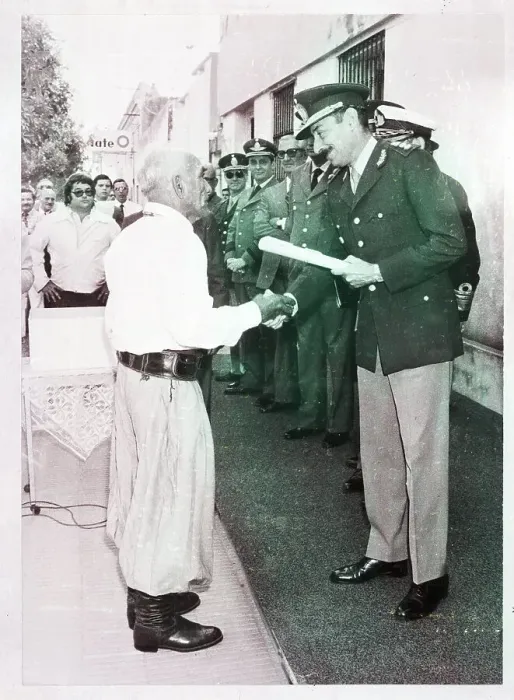 Framed Print : Pres Videla of Argentina Hands Man a Deed Framed Print : Pres Videla of Argentina Hands Man a Deed