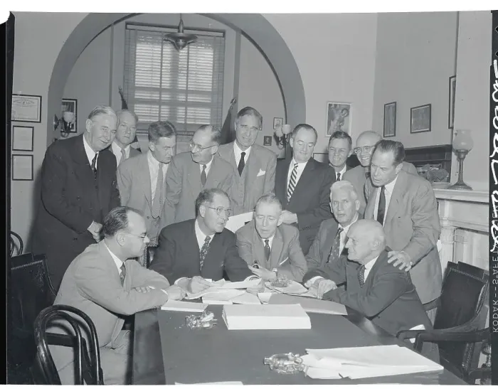Framed Print : Prescott Bush Meeting with Fellow Senators Framed Print : Prescott Bush Meeting with Fellow Senators