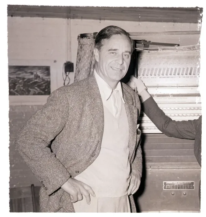 Framed Print : Prescott Bush Standing by Voting Booth