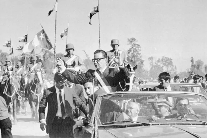 Framed Print : President Allende Riding in Limousine Framed Print : President Allende Riding in Limousine