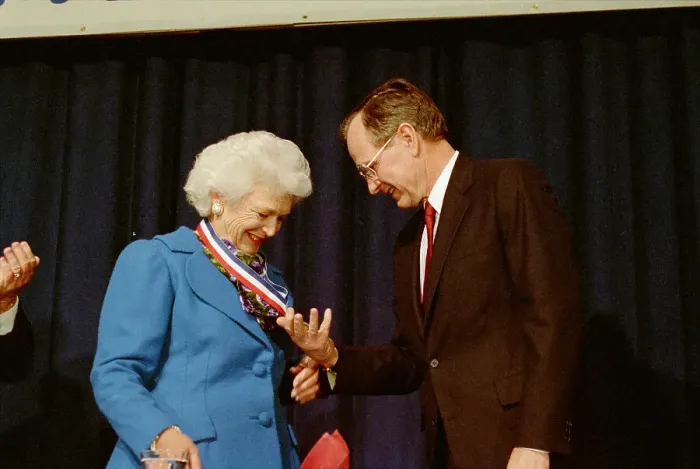 Framed Print : President and Barbara Bush with Truman Award Framed Print : President and Barbara Bush with Truman Award
