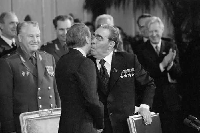 Framed Print : President Brezhnev Kissing Jimmy Carter Framed Print : President Brezhnev Kissing Jimmy Carter