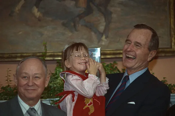Framed Print : President Bush and Jessica McClure