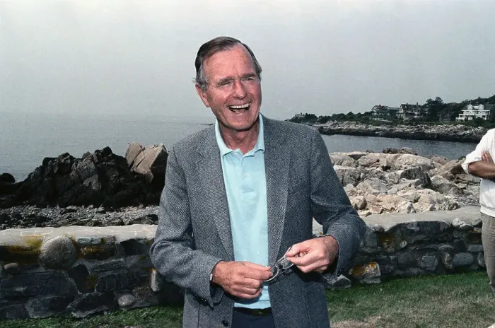 Framed Print : President Bush Smiling at Press Conference Framed Print : President Bush Smiling at Press Conference