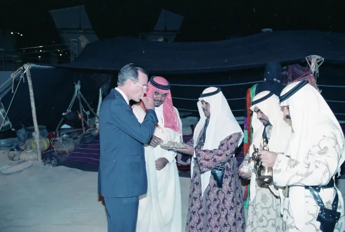 Framed Print : President Bush Sr. and Saudi Prince Bandar Framed Print : President Bush Sr. and Saudi Prince Bandar