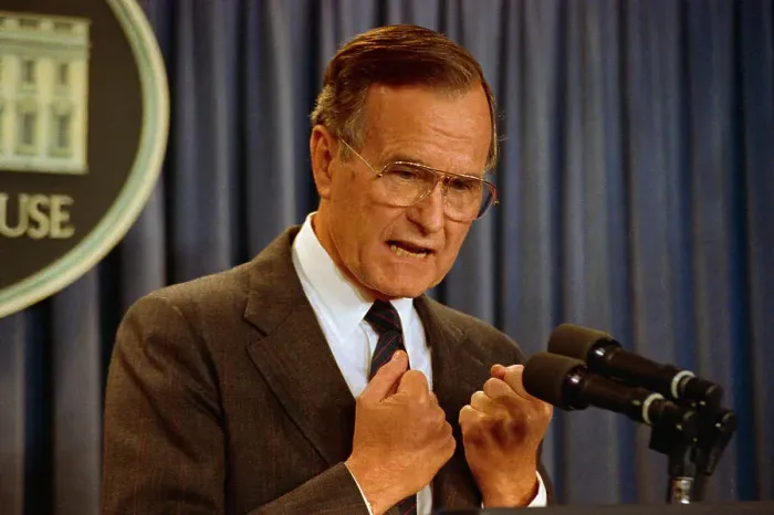Framed Print : President Bush Talking About Panama Plans Framed Print : President Bush Talking About Panama Plans
