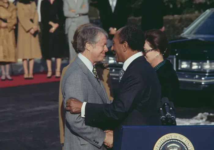 Framed Print : President Carter and Anwar Al Sadat Framed Print : President Carter and Anwar Al Sadat