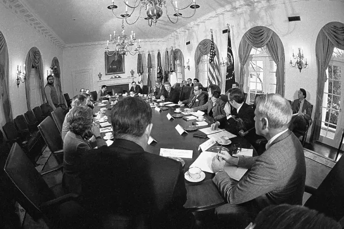 Framed Print : President Carter Holding First Cabinet Meeting Framed Print : President Carter Holding First Cabinet Meeting