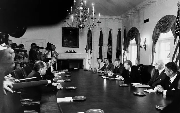 Framed Print : US President Carter In Panama Treaty Meeting Framed Print : US President Carter In Panama Treaty Meeting