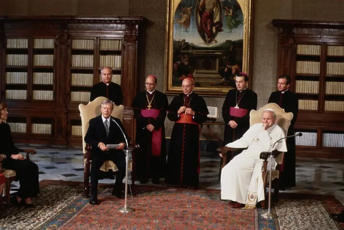 Framed Print : President Carter with Pope John Paul II Framed Print : President Carter with Pope John Paul II