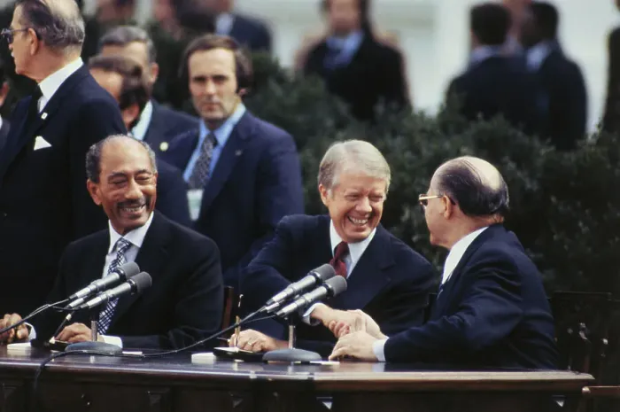 Framed Print : President Carter Shaking Hands with Anwar Sadat Framed Print : President Carter Shaking Hands with Anwar Sadat