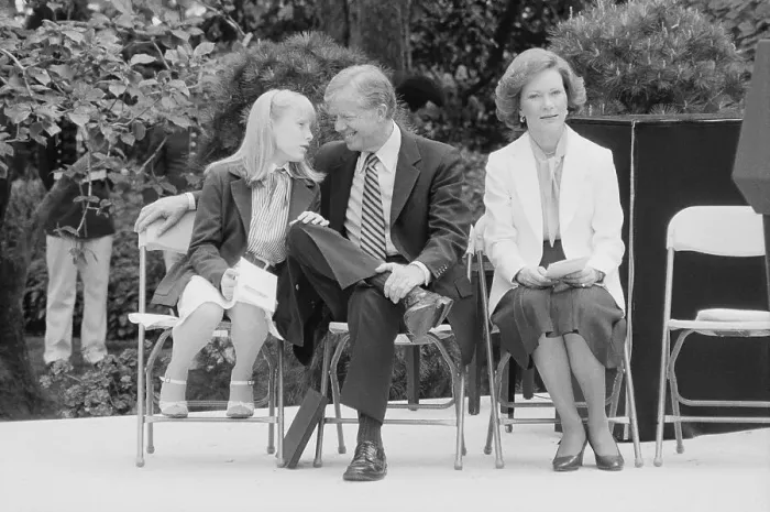 Framed Print : President Carter Sharing a Secret with Amy Framed Print : President Carter Sharing a Secret with Amy