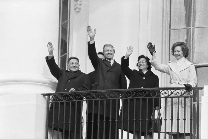 Framed Print : President Carter, Teng Hsiao Ping and Wives Wave Framed Print : President Carter, Teng Hsiao Ping and Wives Wave