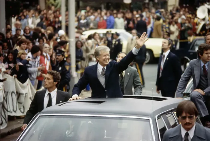 Framed Print : President Carter Waving From Car Framed Print : President Carter Waving From Car