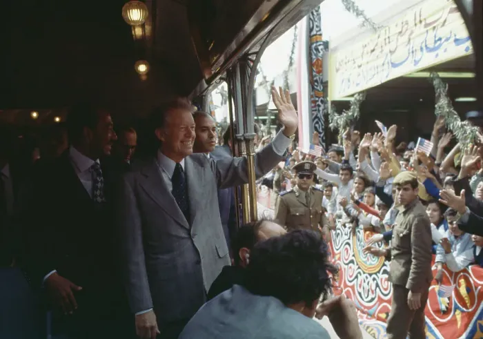 Framed Print : President Carter Waving From Train