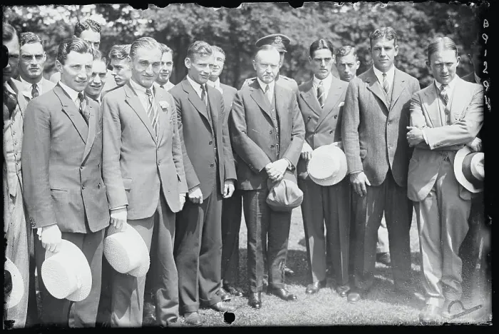Framed Print : President Coolidge Posing with Track Athletes Framed Print : President Coolidge Posing with Track Athletes