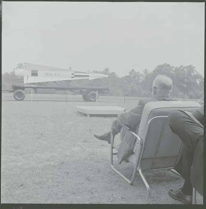 Framed Print : President Dwight D. Eisenhower Gazing at Newly Designed Missile Showing Framed Print : President Dwight D. Eisenhower Gazing at Newly Designed Missile Showing