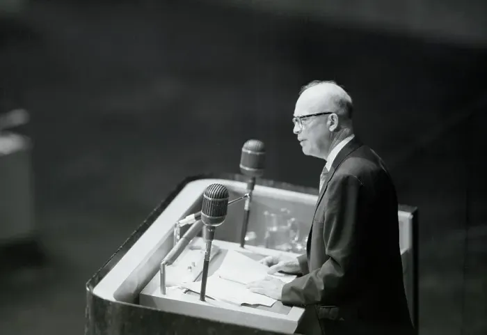 Framed Print : President Dwight Eisenhower Speaking at United Nations Framed Print : President Dwight Eisenhower Speaking at United Nations