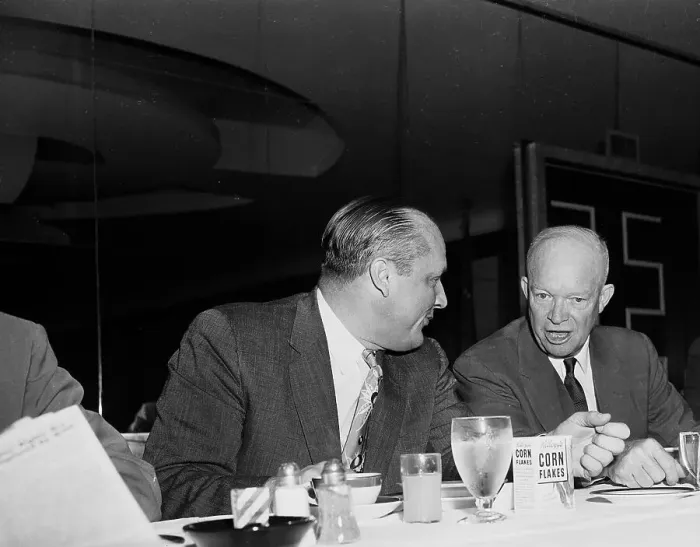Framed Print : President Eisenhower Conferring with William Knowland