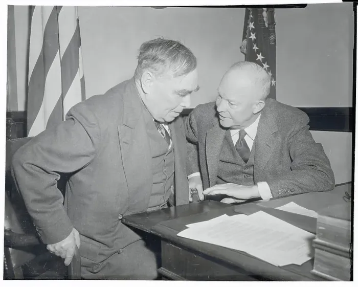 Framed Print : President Eisenhower Conversing with Joseph Martin Framed Print : President Eisenhower Conversing with Joseph Martin