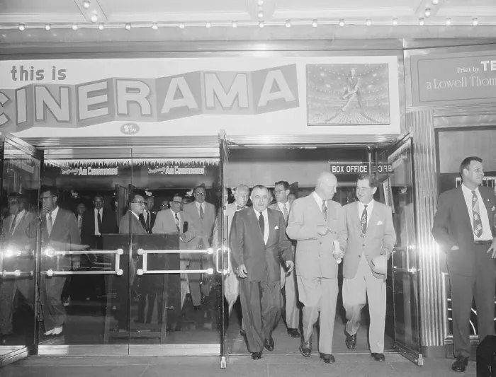 Framed Print : President Eisenhower Exiting Movie Theater with Colleagues Framed Print : President Eisenhower Exiting Movie Theater with Colleagues