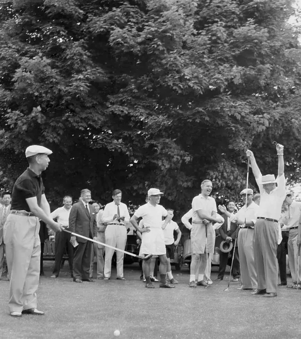 Framed Print : President Eisenhower Golfing with Prime Minister Kishi