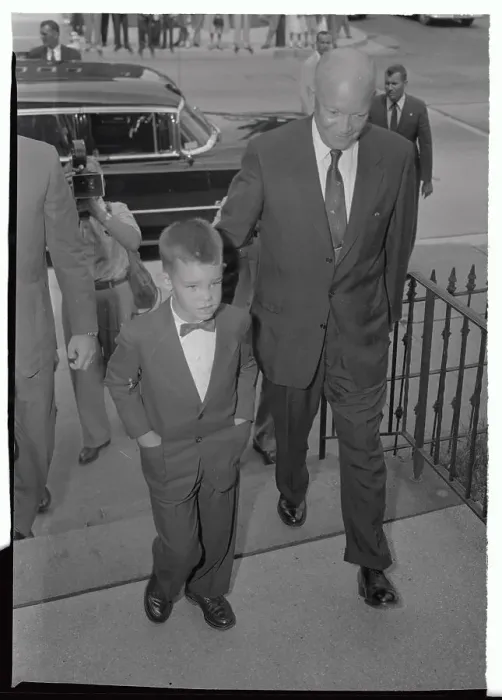 Framed Print : President Eisenhower and His Grandson Walking to Church Framed Print : President Eisenhower and His Grandson Walking to Church