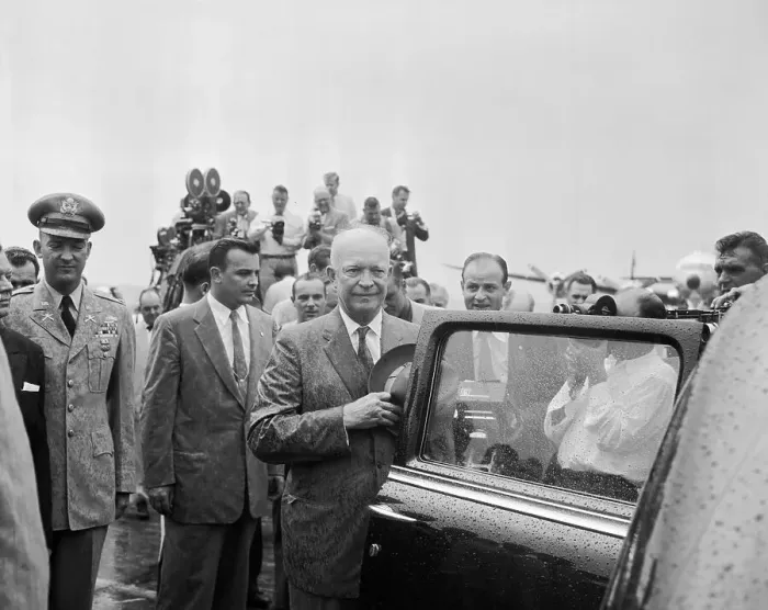 Framed Print : President Eisenhower Holding Hat over His Heart Framed Print : President Eisenhower Holding Hat over His Heart