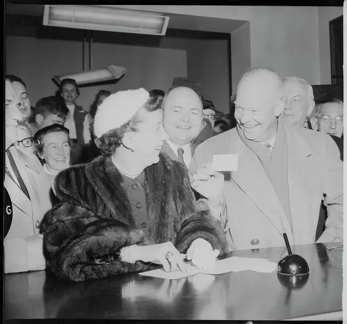 Framed Print : President Eisenhower Holding His Voter's Registration Card Framed Print : President Eisenhower Holding His Voter's Registration Card