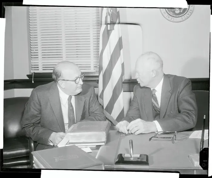 Framed Print : President Eisenhower with Leonard Hall Framed Print : President Eisenhower with Leonard Hall