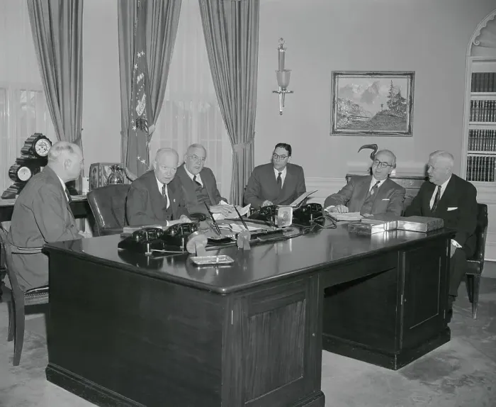 Framed Print : President Eisenhower Meeting with Members of His Cabinet