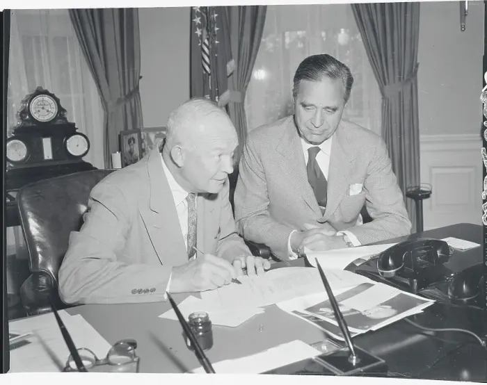 Framed Print : President Eisenhower Reviewing Bill with Prescott Bush Framed Print : President Eisenhower Reviewing Bill with Prescott Bush
